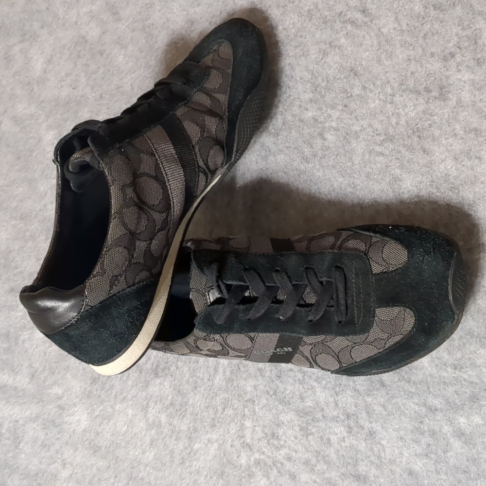 Coach Kelson Black Monogram Logo Lace Tie Sneaker women size 9.5B - Picture 4 of 8
